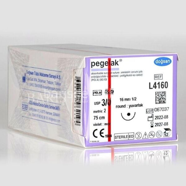 Doğsan- Pegelak Sütur  3/0 16 1/2 Yuvarlak,75cm