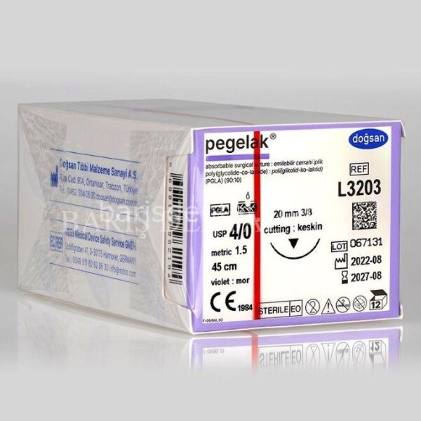 Dogsan Pegelak Sütur 4/0 20 3/8 Keskin(▼),45cm