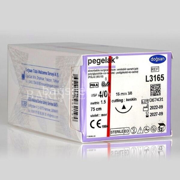 Doğsan Pegelak Sütur 4/0 16 3/8 keskin(Δ),75cm