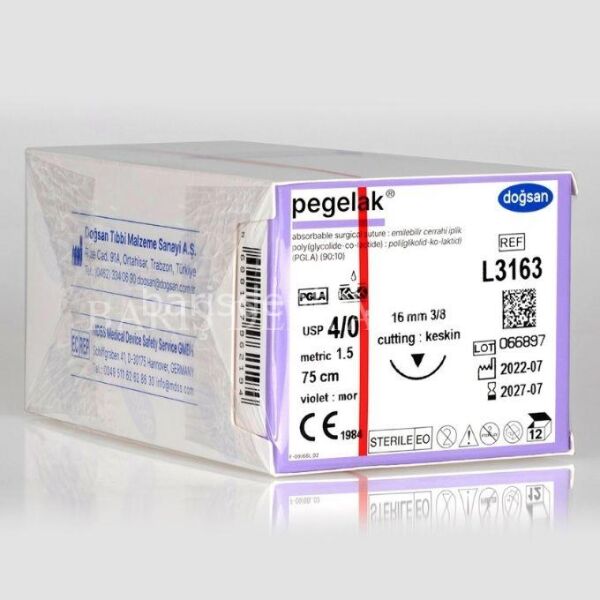 Doğsan Pegelak Sütur 4/0 16 3/8 keskin(▼),75cm