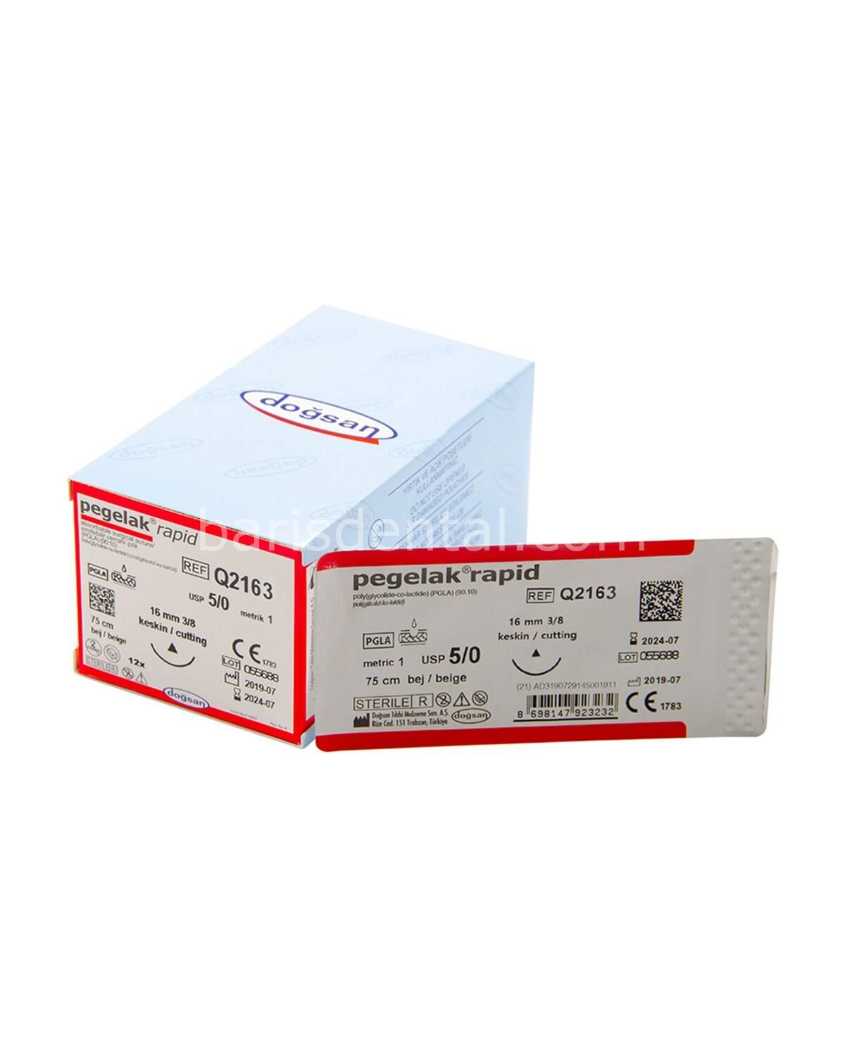 Doğsan Pegelak Rapid Sütur 3/0 26 3/8 Keskin(▼),75cm