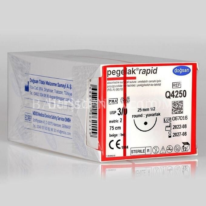 Doğsan Pegelak rapid Sütur 3/0 25 1/2 yuvarlak,75cm