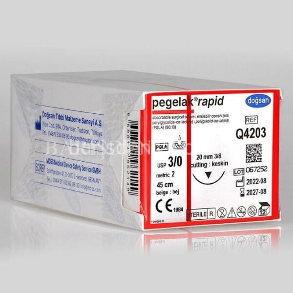 Doğsan Pegelak Rapid Sütur 3/0 20 3/8 Keskin(▼),45cm