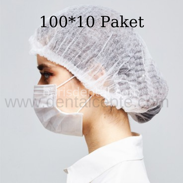 Tek kullanımlık Bone 100*10  Paket - Beyaz-Toptan