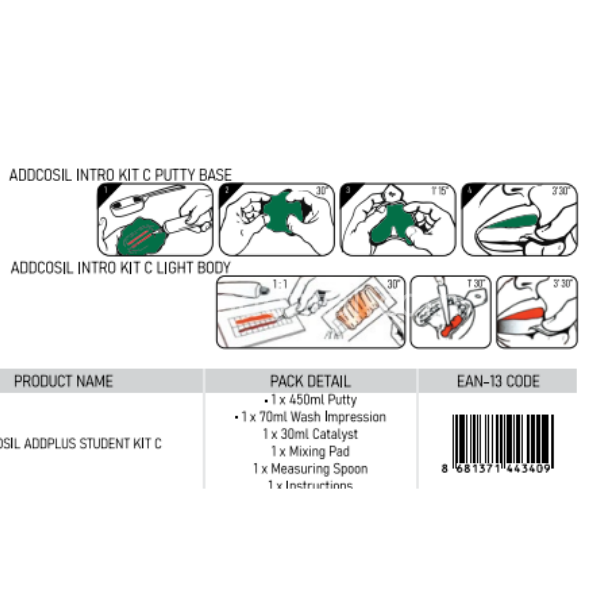 ADDPLUS C Tipi Silikon Ölçü Takımı 900 gr Büyük set