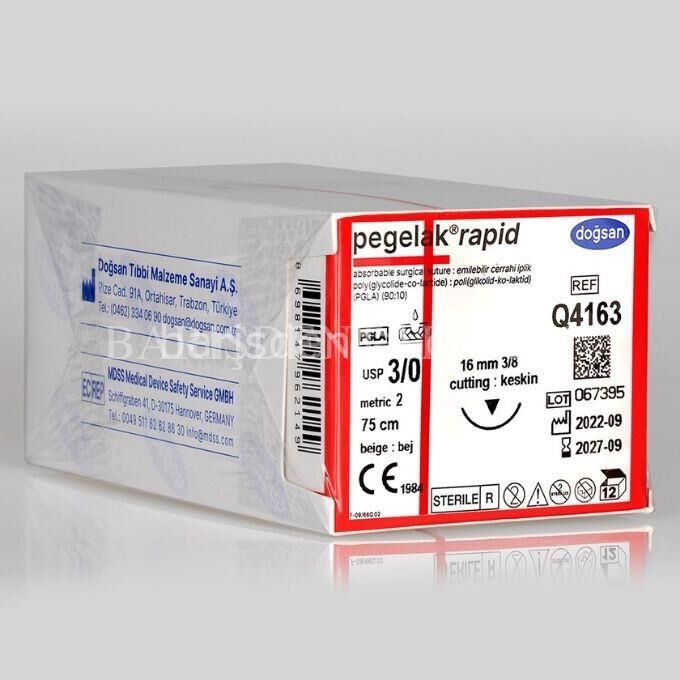 Doğsan Pegelak Rapid Sütur 3/0 16 3/8 Keskin▼,75cm