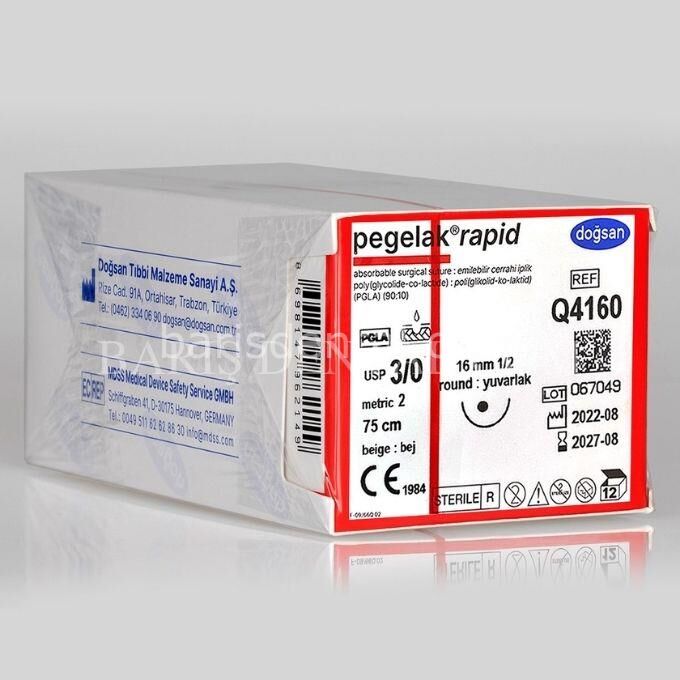 Doğsan- Pegelak Rapid Sütur 3/0 16 1/2 Yuvarlak,75cm