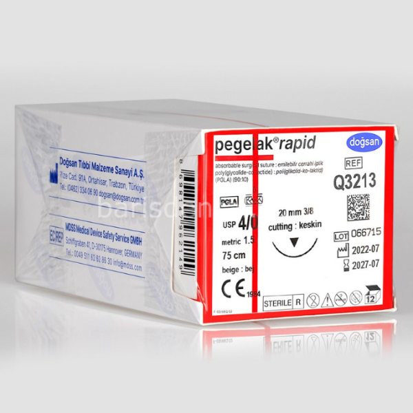 Doğsan Pegelak Rapid Sütur 4/0 20 3/8 Keskin(▼),75cm