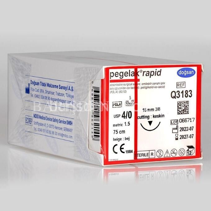 Doğsan Pegelak Rapid Sütur 4/0 18 3/8 Keskin(▼),75cm