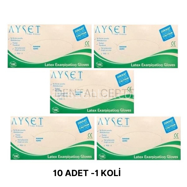 Ayset Pudralı Muayne Eldiveni 10 Adet 1 KOLİ